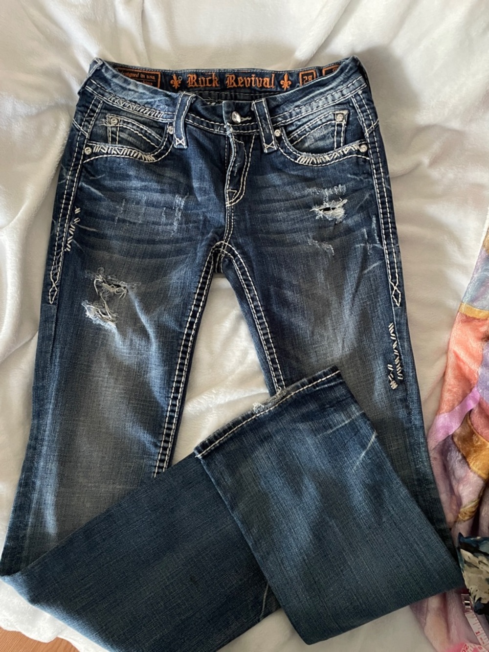 Rock Revival Women's Dark Wash Distressed Bootcut Jeans